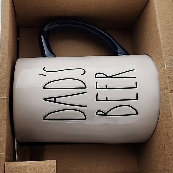 Rae Dunn Coin Bank "Beer Fund" & Beer Stein "Dad's Beer" 2 Piece Set Navy White - Picture 4 of 8